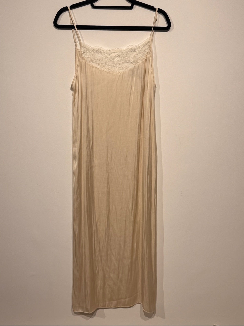 Maje Cream Lace-Trim Slip Dress